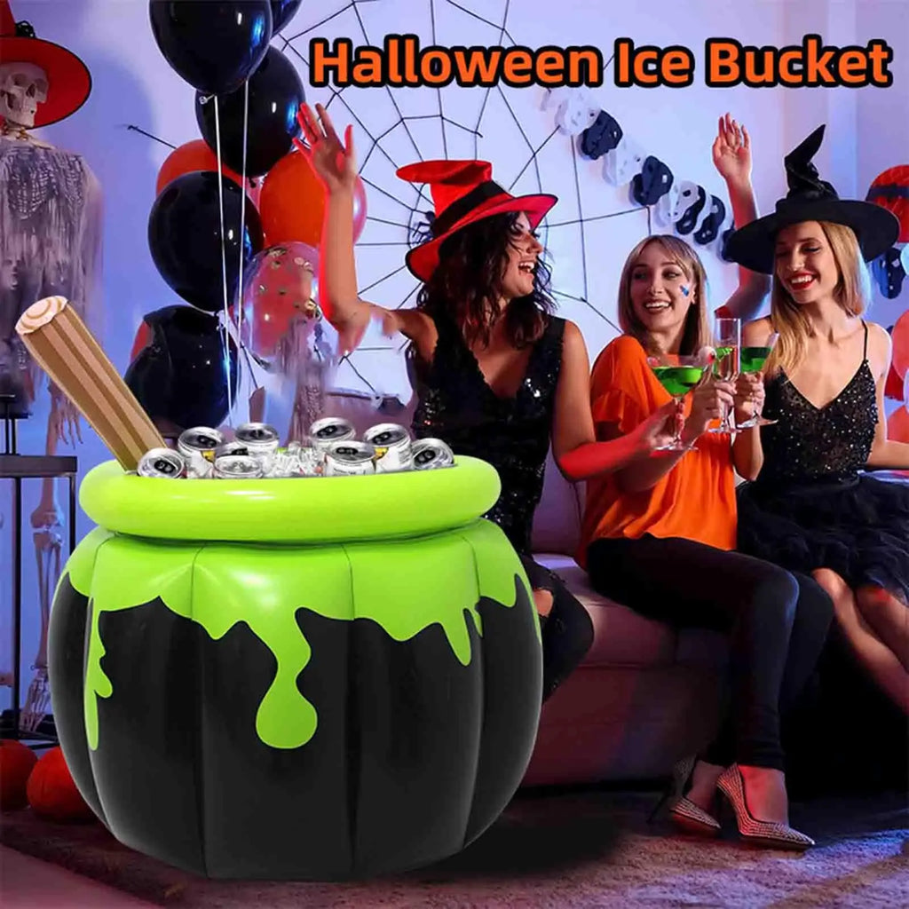 Halloween Inflatable Cooler Cauldron Ice Bucket Blow Up Beverage