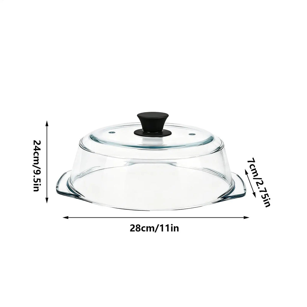 Glass Microwave Cover For Food Reusable Heating Clear Lid With Silicone Handle Microwave Splatter Cover Glass For Oven Bowls Zpaxo