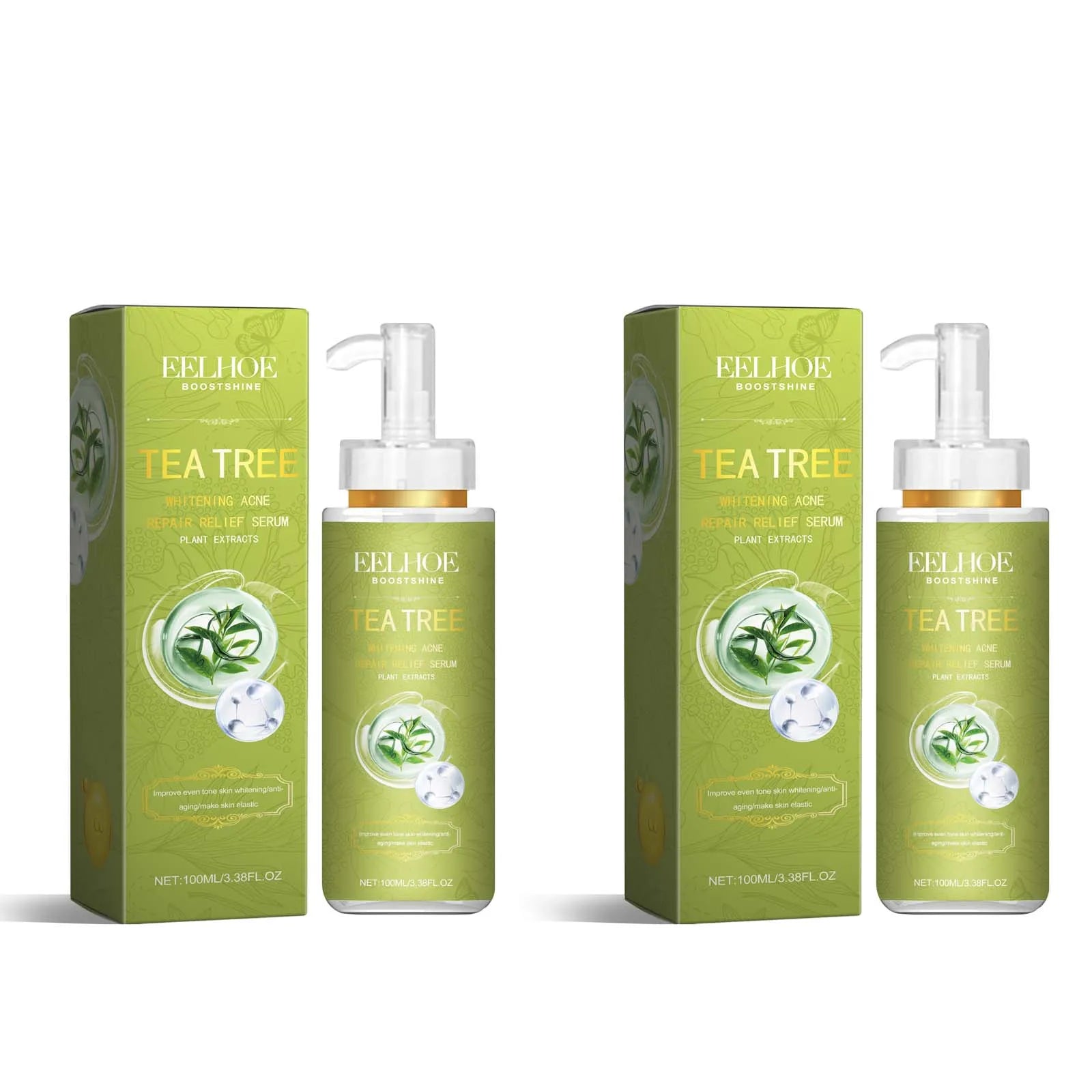 EELHOE Tea Tree Anti-Acne Serum – Pore Shrinking & Brightening Anti-Acne Face Serum Zpaxo 2Pcs 100ml