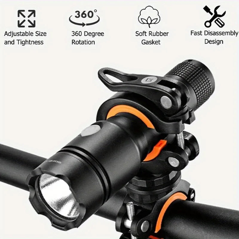 Upgraded Bicycle Holder 360 Rotation 3-Setting Flashlight Mini Pump
