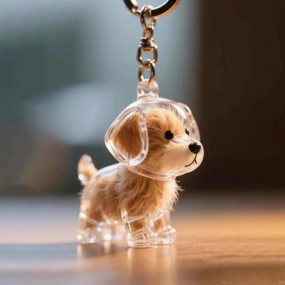 Dog Shape Hair Storage Box Transparent DIY Handmade Pet Keychain Zpaxo