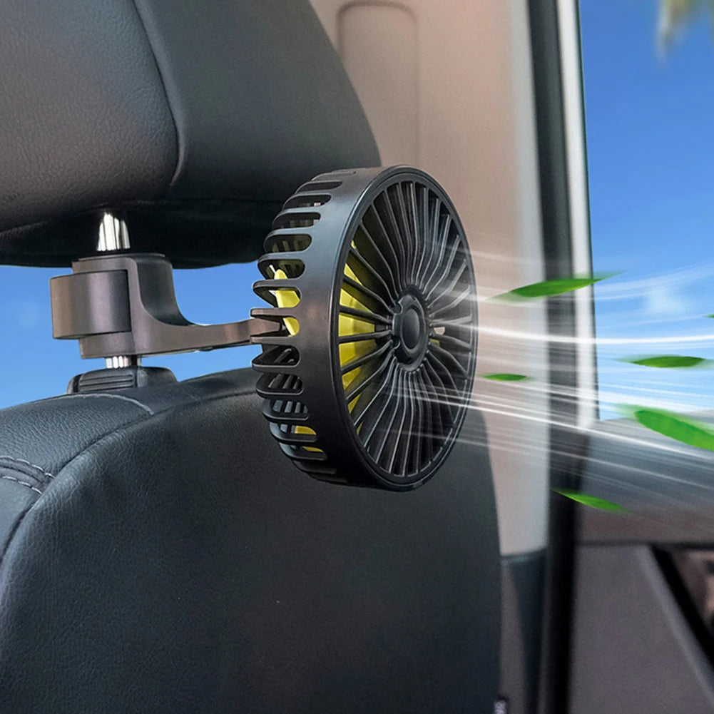 USB Car Cooling Fan 360 Rotatable Backseat Vehicle Rear Headrest Zpaxo