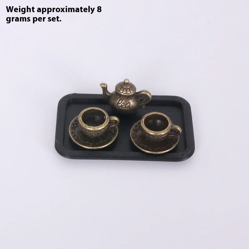▶4Pcs Dollhouse Handmade Miniature Tea Cup Model Simulation Micro Tea Pot Scene Ornaments DIY Decorative Accessories Zpaxo A3