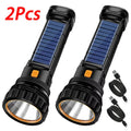 Mikenoon Solar LED Flashlight – Tactical Torch & Power Bank Solar LED Flashlight Zpaxo 2PCS