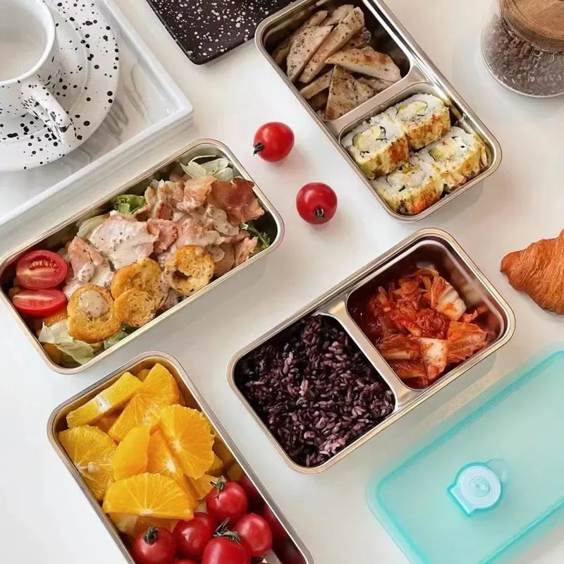 Reusable Stainless steel double compartment lunch box with lids,Stainless Steel Lunch Snack Box,Food Storage Containers liyi Zpaxo