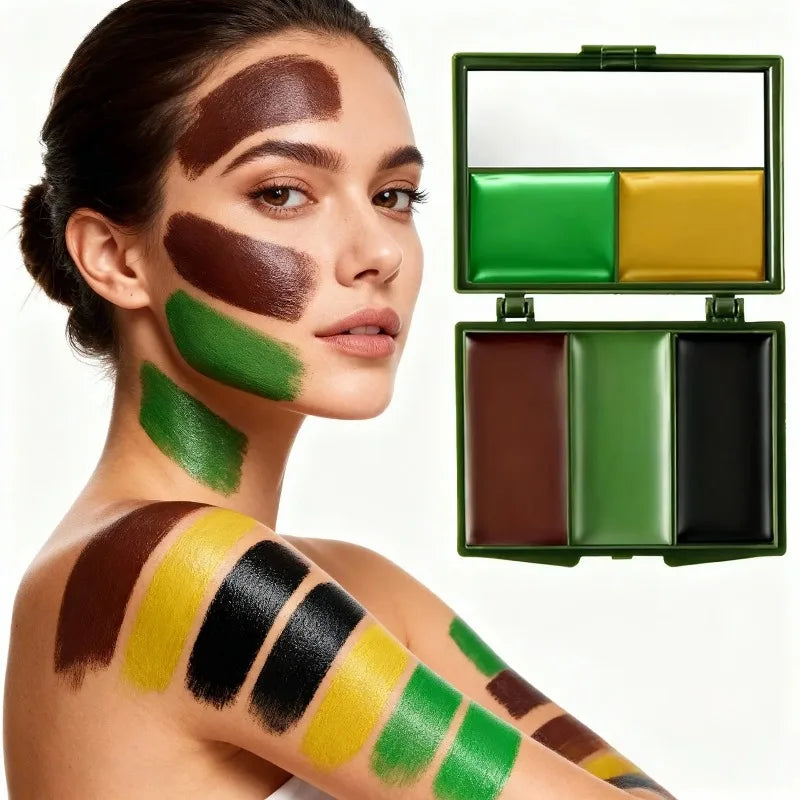 Three-Color Camouflage Face Painting Tactical Outdoor Cs Field Equipment Realistic Camouflage Makeup Oil for Disguise ＆ Blending Zpaxo 5 Color