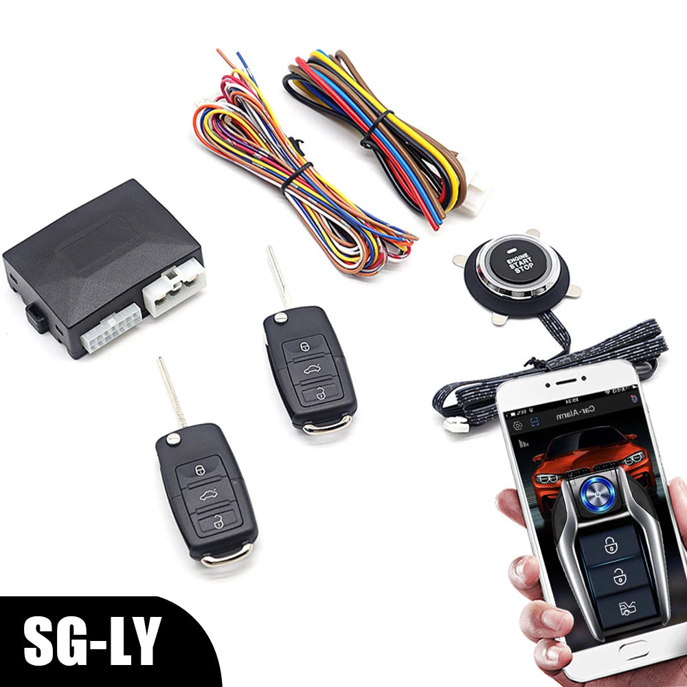 Smartphone Control Universal Remote Start Kit Car Start Stop Keyless Entry System One-button Start Push Systems Zpaxo SG-LY