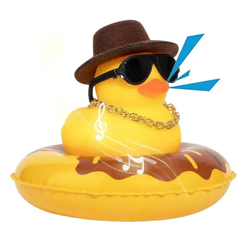 Cycling Accessories Bicycle Bell Duck Rubber Cute Duck Gold Chain Toy Cool Glasses Duck Motorcycle Riding Car Dashboard Decor Zpaxo