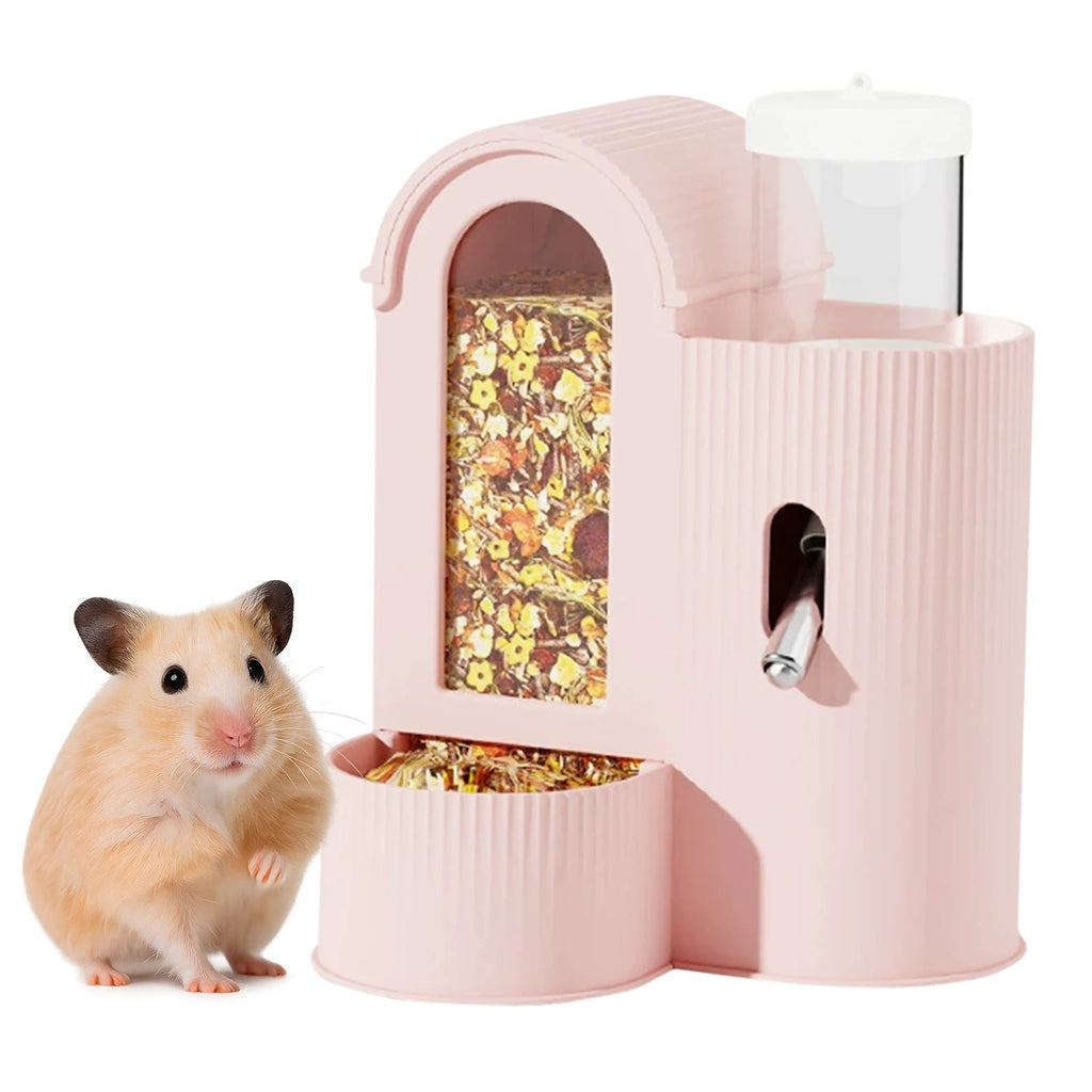 2-in-1 Automatic Bunny Feeder Leak-resistant Hamster Waterer Small
