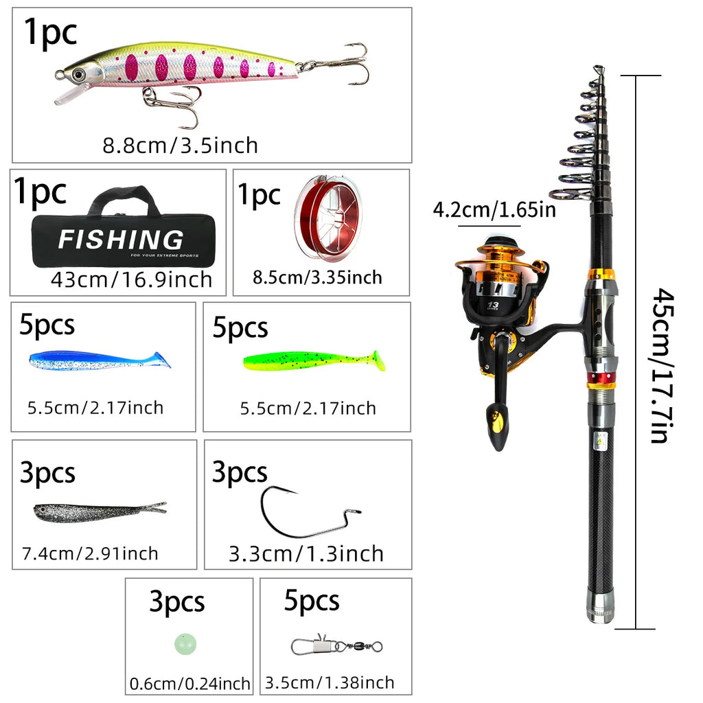 Carbon Fiber Telescopic Fishing Rod – Spinning & Baitcasting