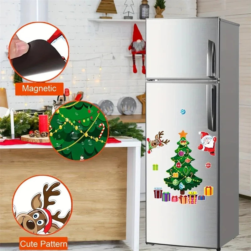 Santa Reindeer Holiday Magnets Magnetic Christmas Tree Refrigerator