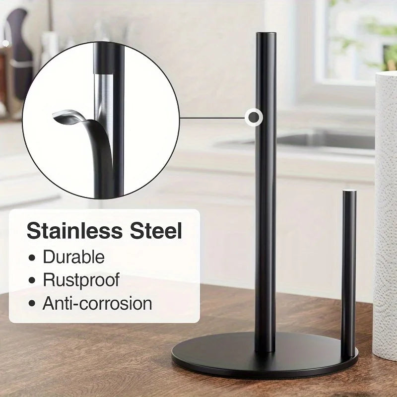Stainless Steel Paper Towel Holder Kitchen Countertop Heavy Weighted