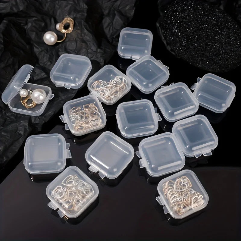 10/30/50pcs Lot Mini Square Transparent Plastic Storage Box with Hinged Lid Small Case for Pills, Dust-proof Storage Boxes Zpaxo