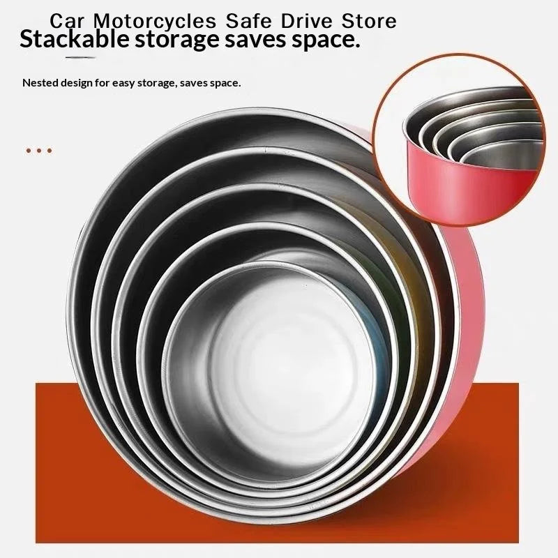 Colorful Stainless Steel Mixing Bowls Lids Stackable Storage Deep