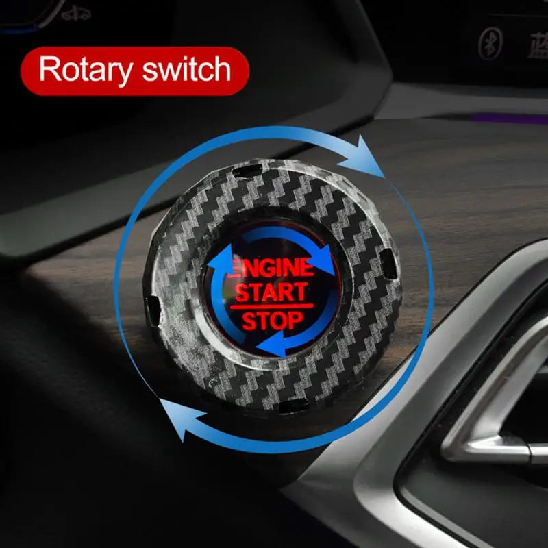 Push Start Button Cover Carbon Fiber Ignition Protective Interior