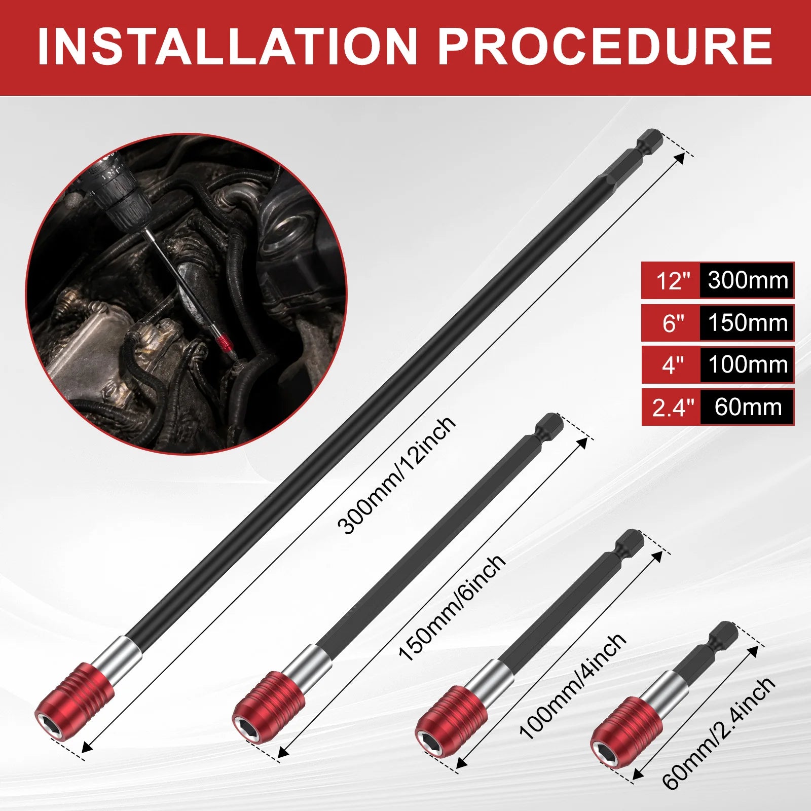 Magnetic Drill Bit Extension Set 1/4 Hex Shank Quick Release Impact Driver Extender Bar Dual Lock Screwdriver Holder 12 Inch Lon Zpaxo