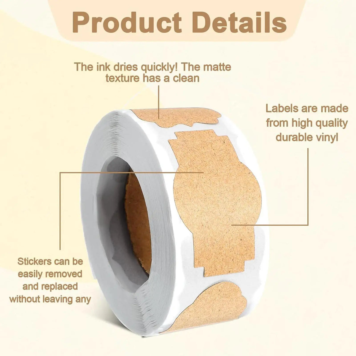 Jar Labels Stickers Writable Blank Tags Roll 5x3cm Adhesive Food Zpaxo