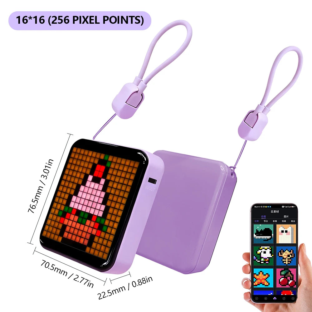 LED Pixel Screen Display Night Light Bluetooth Smart APP LED Panel Display Frame For Gaming Room Decoration Christmas Gift Zpaxo USB Plug 16x16 Purple