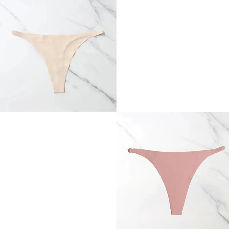 Ice Silk Seamless Thong Panties for Women – 1–4 Pack