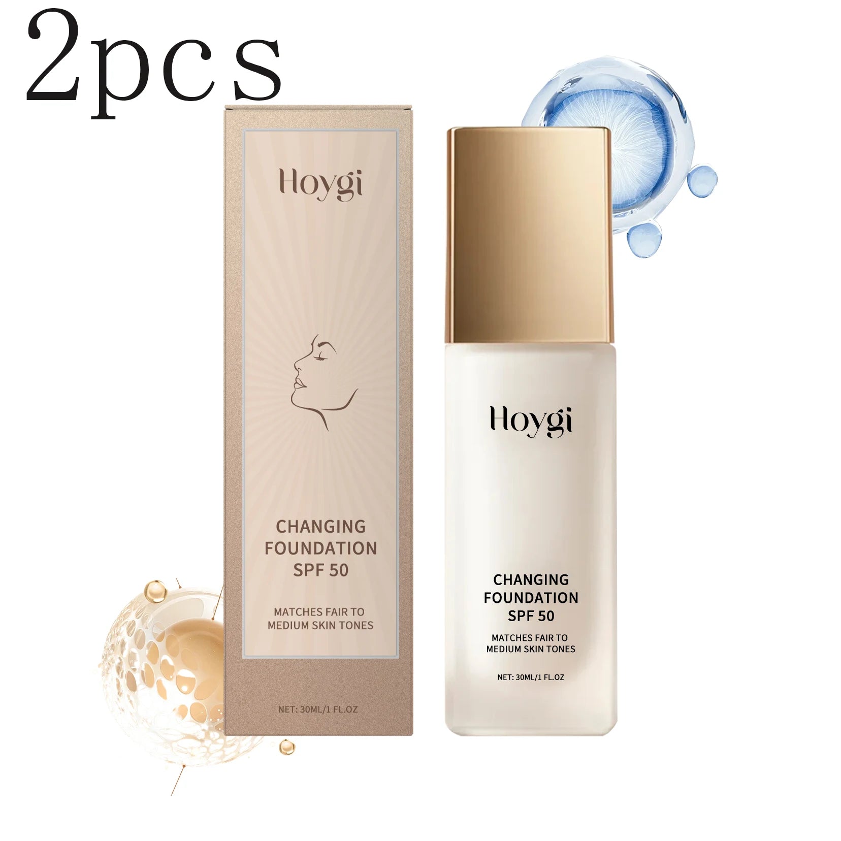 Hoygi Concealing Foundation – Matte, Lightweight & Moisturizing Liquid Foundation Zpaxo 30mlx2pcs
