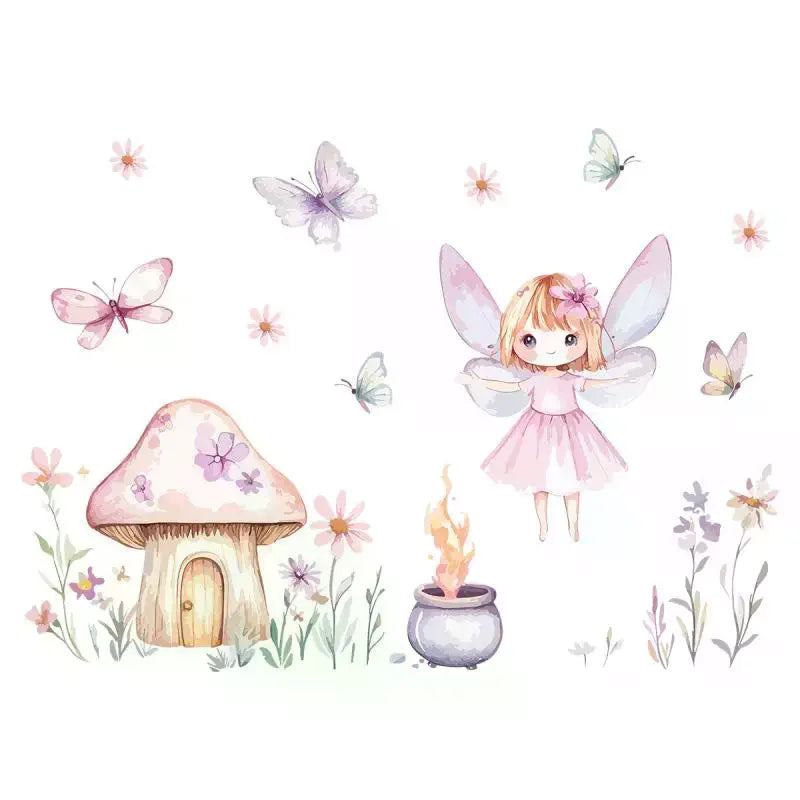 Cute Fairy Reading Wall Sticker For Baby Girls Nursary Room Kids Room Background Children's Room Wall Decals Zpaxo