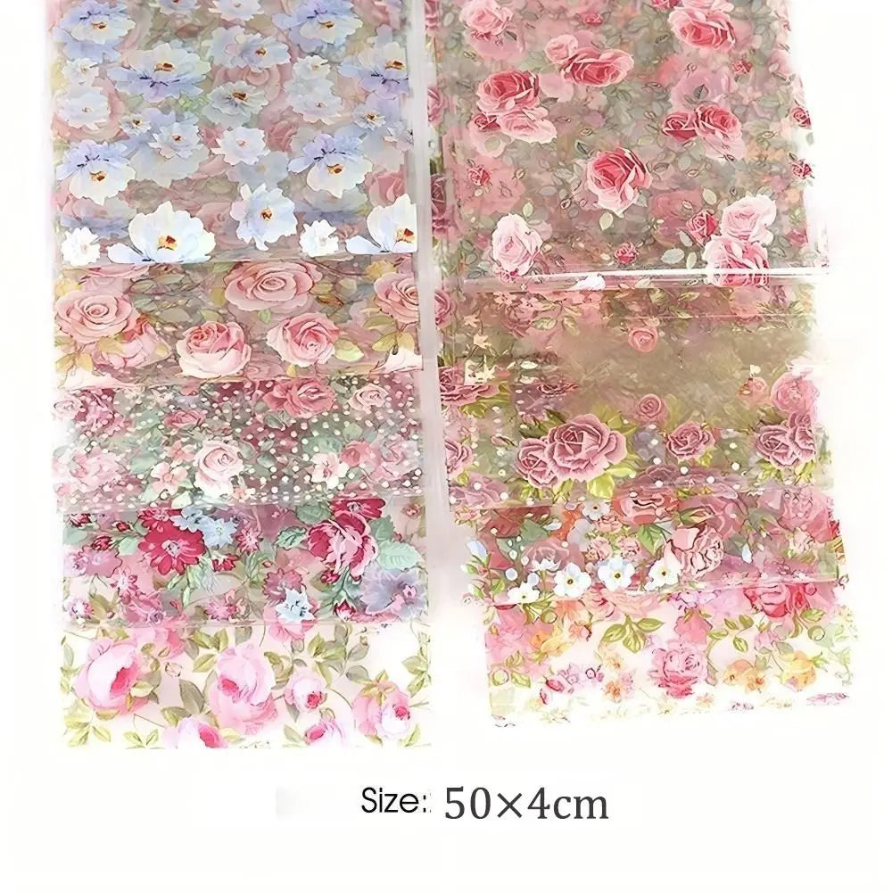 Fashion Mixed Designs Nail Wraps Floral Rose Flower Art Foils Easy Zpaxo