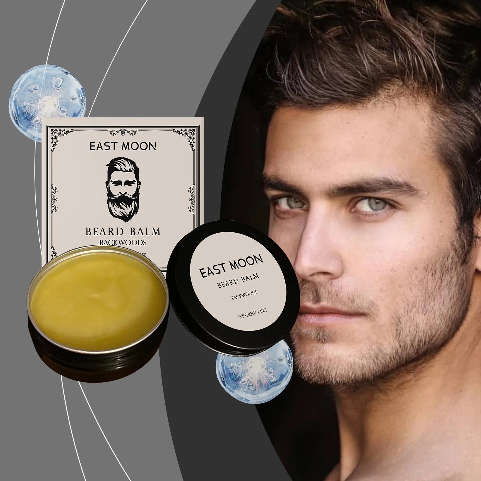 East Moon Men's Shea Butter Beard Balm Moisturizing Smoothing Beard Growth Wax Mustache Cream Facial Hair Care Reduce Frizz Zpaxo Default Title