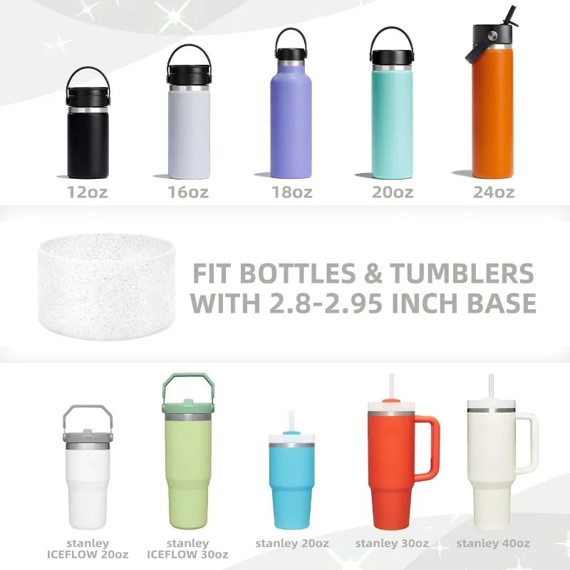 6PCS Silicone Sparkling powder ice-cool cup cover, sports water bottle, space cup, cup bottom cover, car-mounted water cup cover Zpaxo