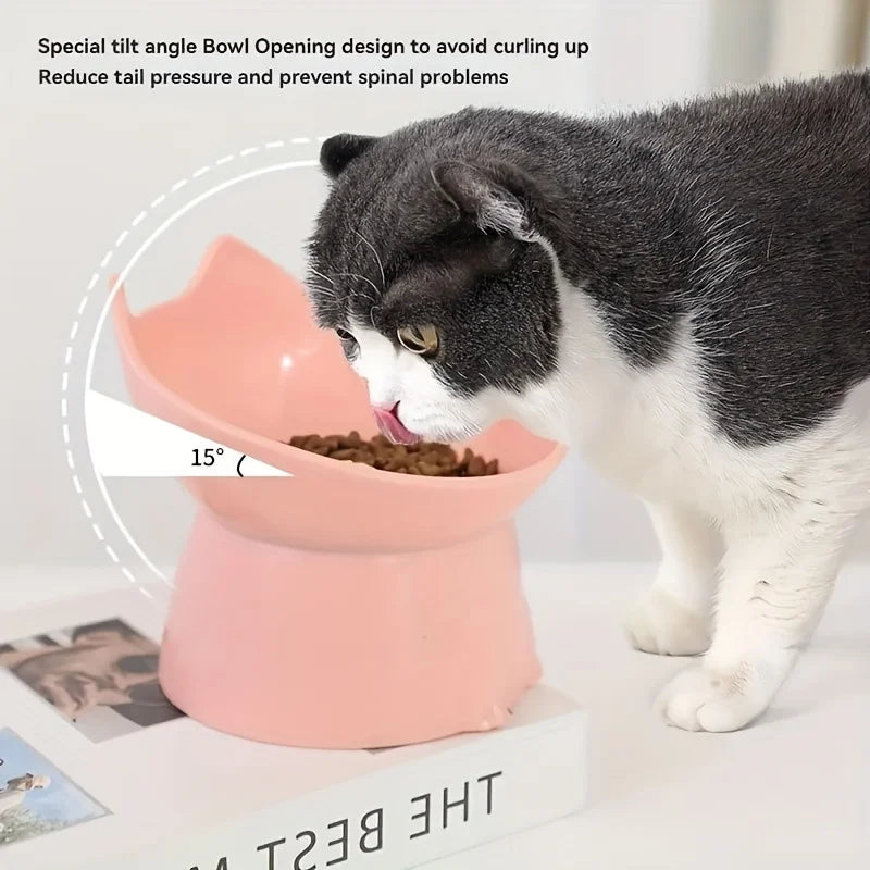 Personalized Cat Ear-shaped Pet Bowl Elevated Platform Design