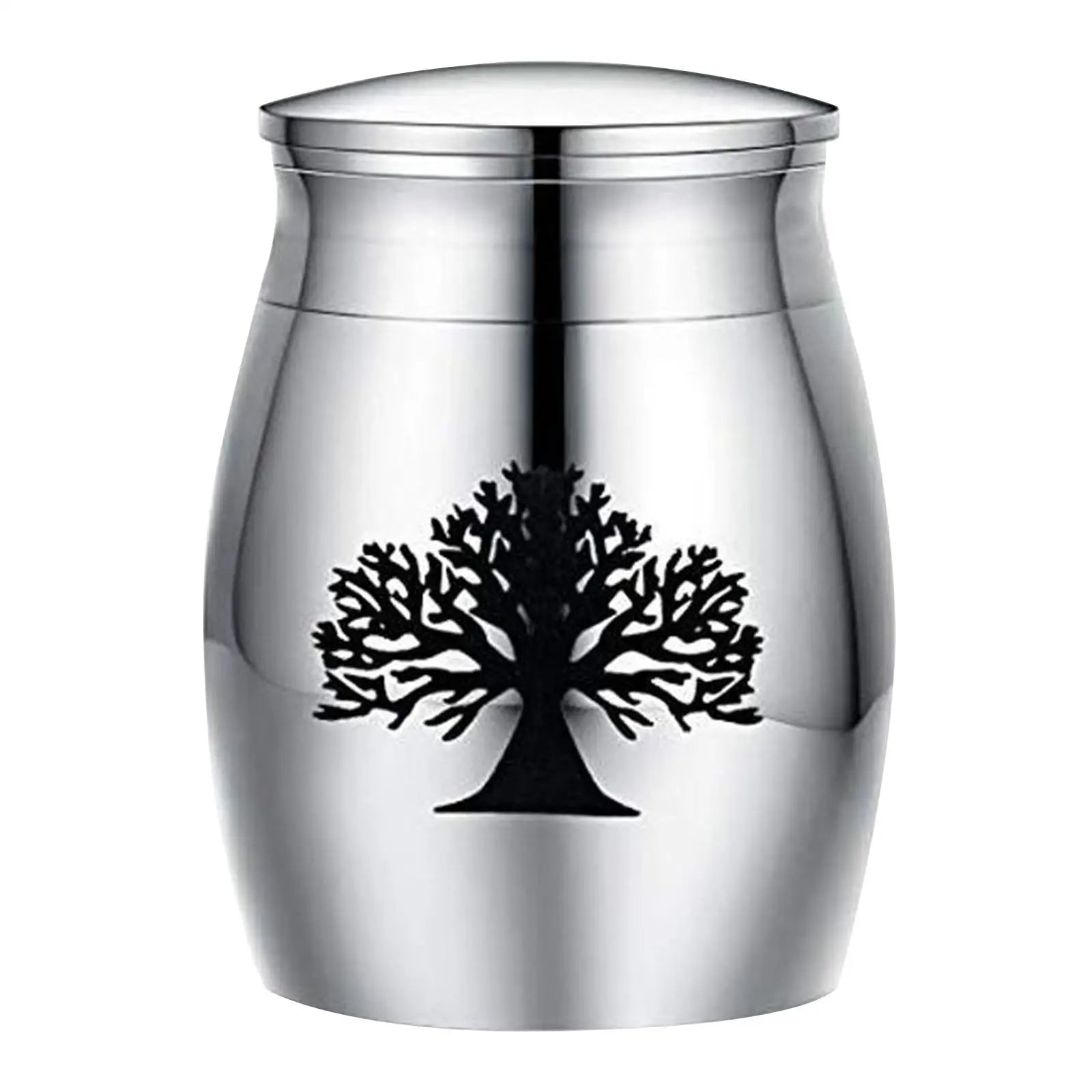 Mini Stainless Steel Pet Cremation Urn | Memorial Keepsake Case Pet Memorial Urn Zpaxo Tree pattern