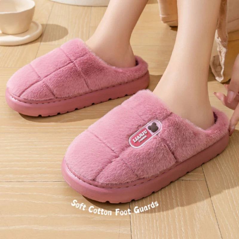 Big 50 51 Winter Slippers Women Men Thick Sole Indoor Home Warm