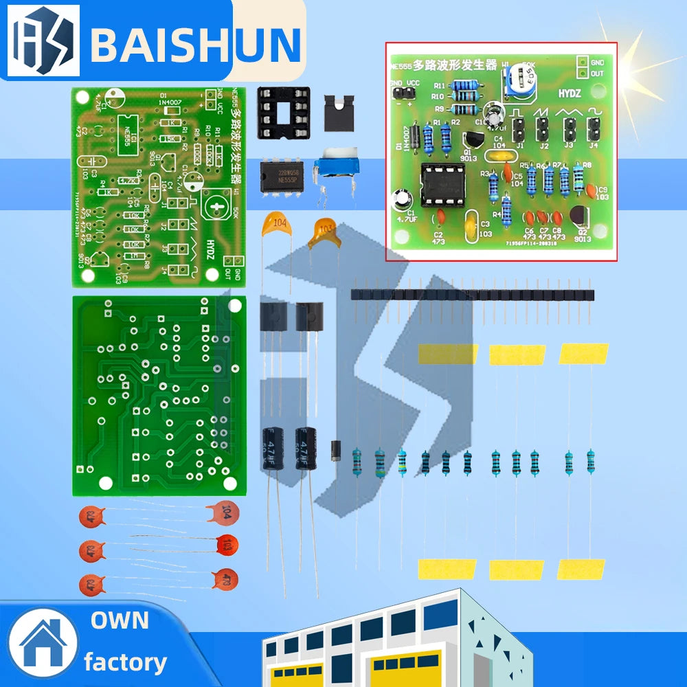 DC6-12V NE555 Pulse Generator Module Sine/Triangle/Square Wave generator multi-channel Waveform Signal Generator DIY Kit Zpaxo Default Title