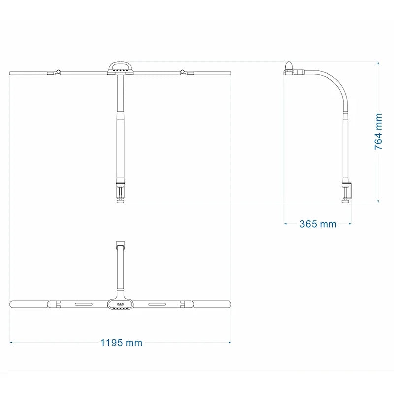 LED Full Spectrum Eye-Caring Architect Desk Lamp with Clamp Flexible Gooseneck 120cm Foldable 4-Head Stepless Dimming Lamp Zpaxo