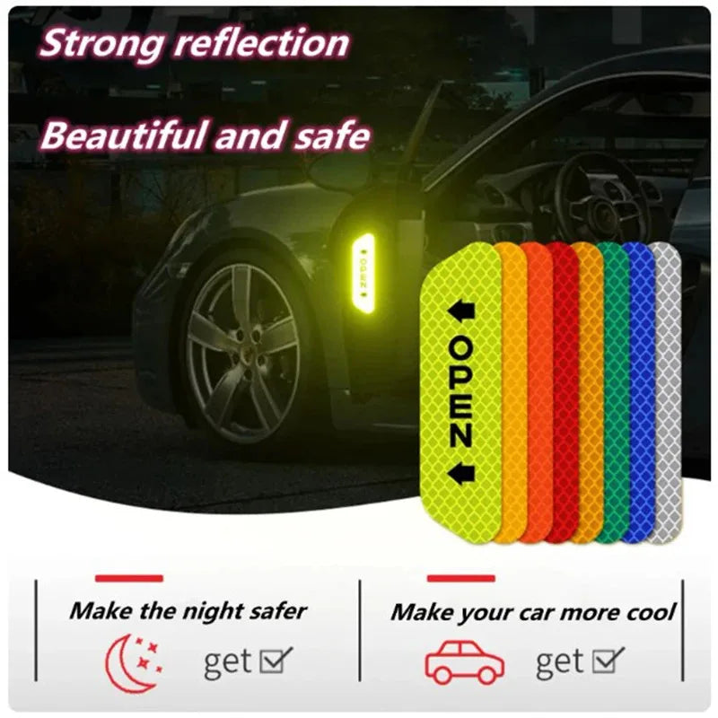 Reflective Car Door Safety Warning Stickers – 4 to 16 Pack
