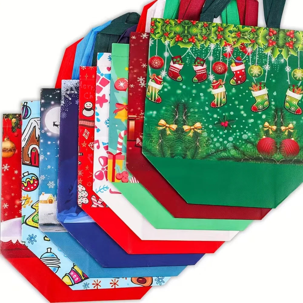 Random Christmas Bags Shopping Storage Tote Reusable Foldable Ba Zpaxo
