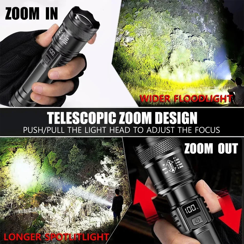 LED Zoomable Flashlight – Type-C Rechargeable Torch | KDULIT
