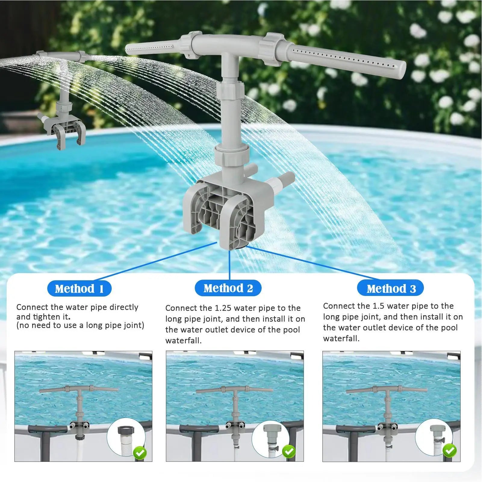 Pool Fountain High-Pressure Spa Chiller Spray Pool Water Spray Fountain for Yard Backyard Garden Park Lawn Patio Deck Terrace Zpaxo