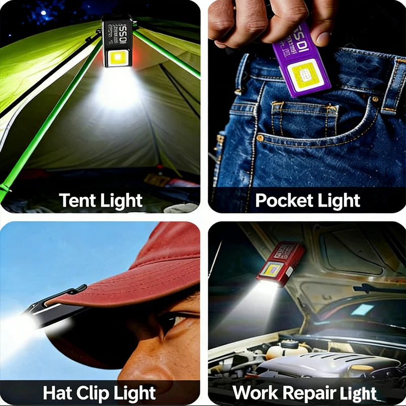 Mini COB LED Flashlight USB Rechargeable – Clip & Magnet EDC