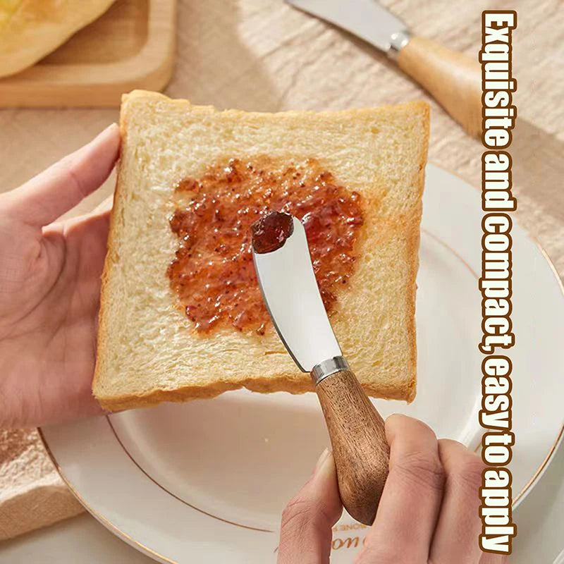 Elegant Stainless Steel Cheese Tool Knives Fork Wood Handle Butter Zpaxo