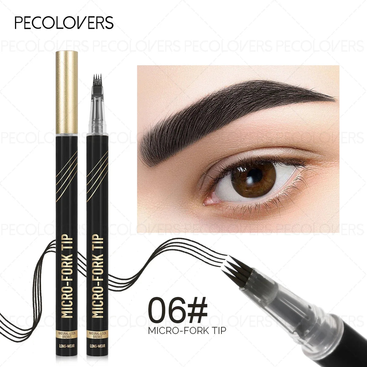 1PC Waterproof Eyebrow Pencil,Four-Tip Forked Design, for All Skin Types, Eyebrow Makeup Zpaxo 06