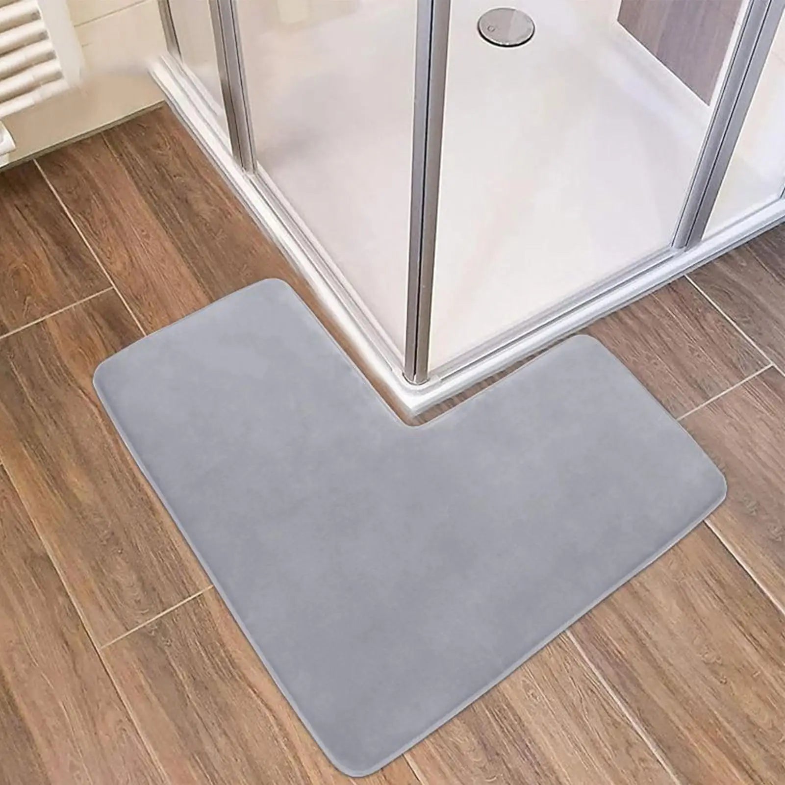 Non Slip L Shaped Bath Mat Soft Absorbent Quick Dry Rug Bathroom