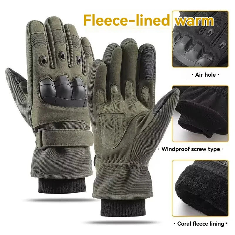 Winter Warm Tactical Velvet Gloves Soft Silicone Shell Full Finger Zpaxo green XL