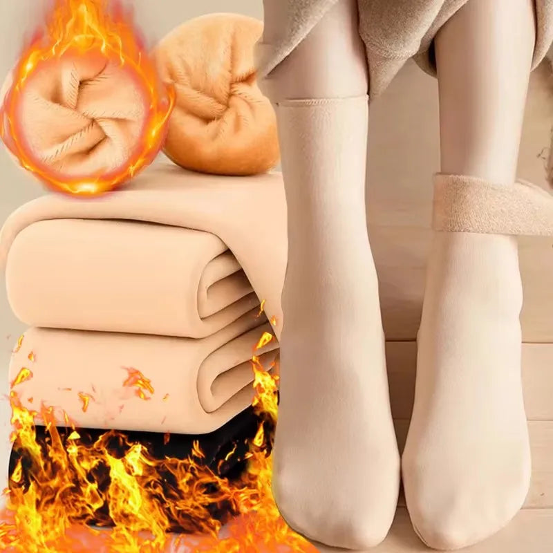 Women's Thermal Fleece-Lined Plush Socks – Thick Winter Mid-Tube