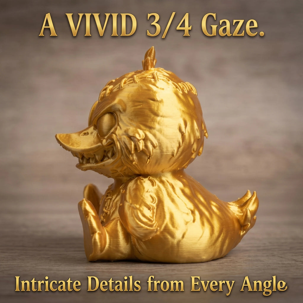 3D Printed Gothic Evil Duck Figurine Voodoo Doll Button Eye Creepy