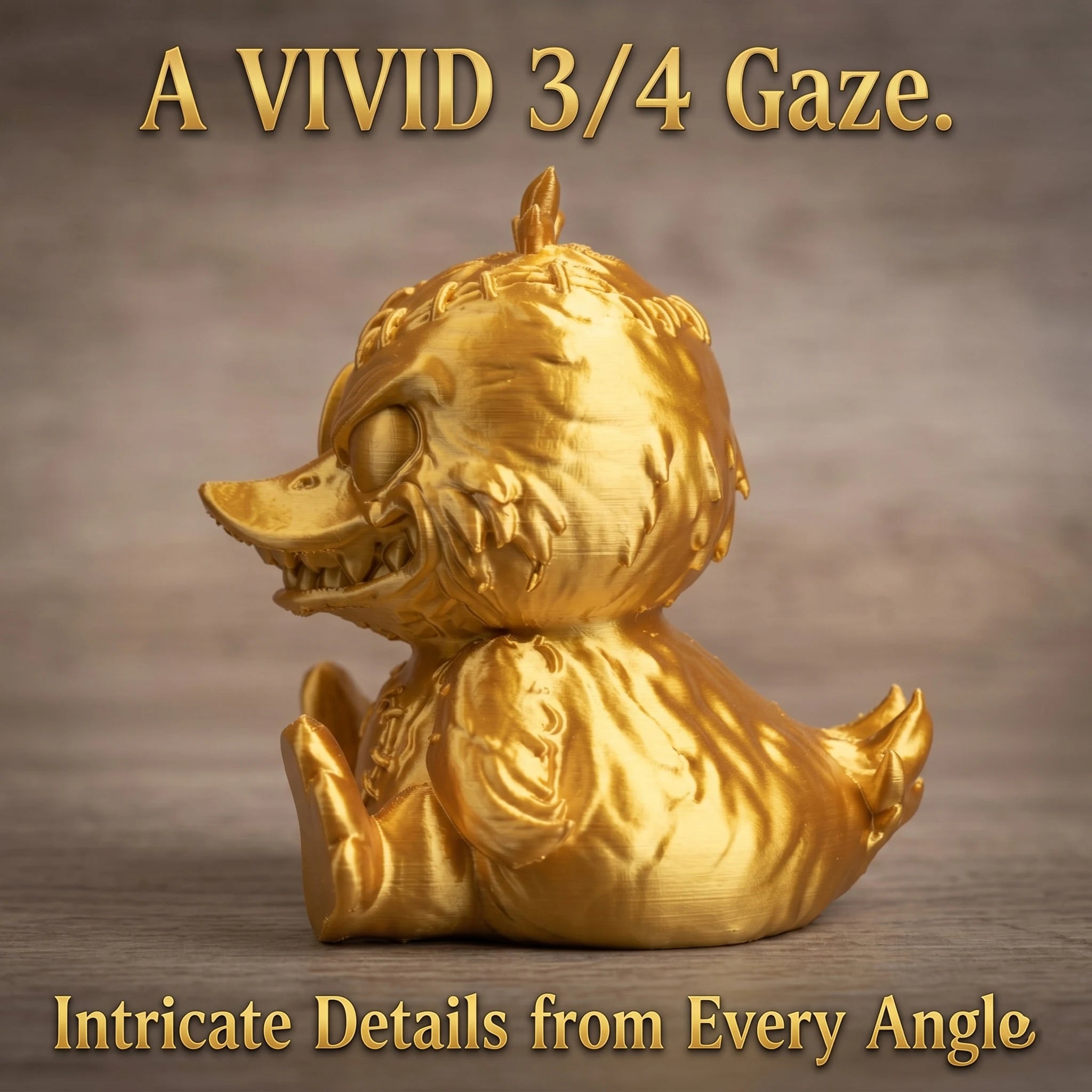 3D Printed Gothic Evil Duck Figurine Voodoo Doll Button Eye Creepy