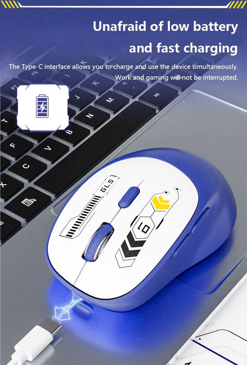 Wireless Mouse Bluetooth and 2.4GHz Dual Mode Rechargeable Gaming Mouse Ergonomic Silent Click for PC iPad Laptop Cell Phone TV Zpaxo
