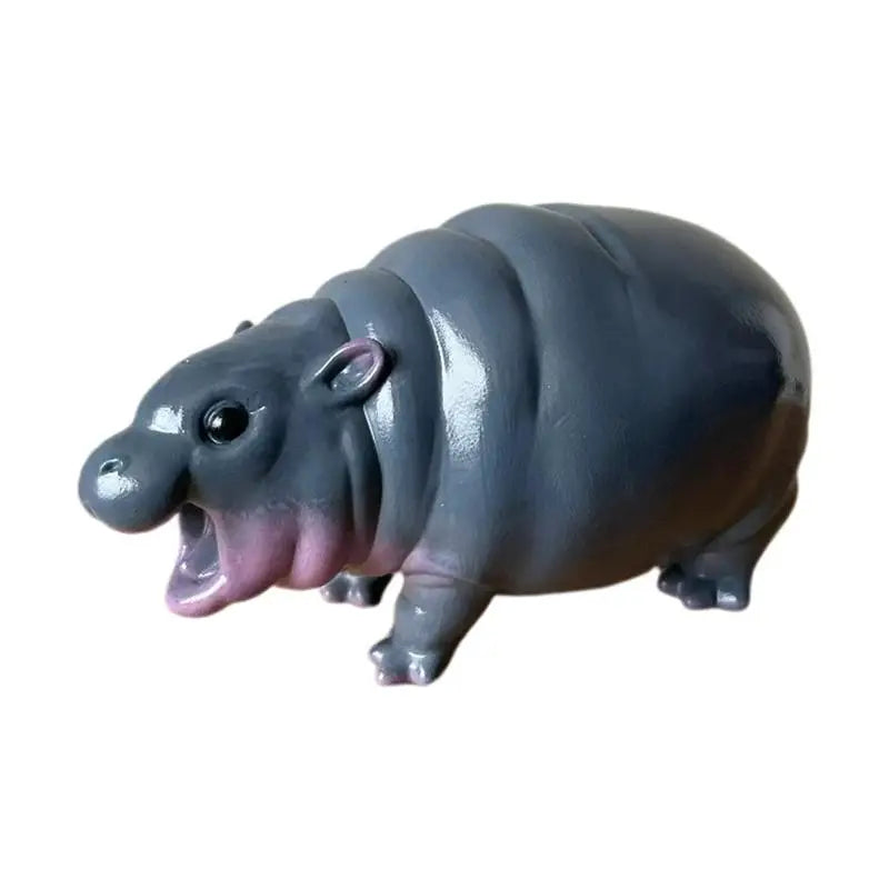 Cute Hippo Resin Figurines | Moo Deng Baby Hippopotamus Sculpture Desk Decoration | Portable Moo Deng Hippo Tabletop Statue Zpaxo
