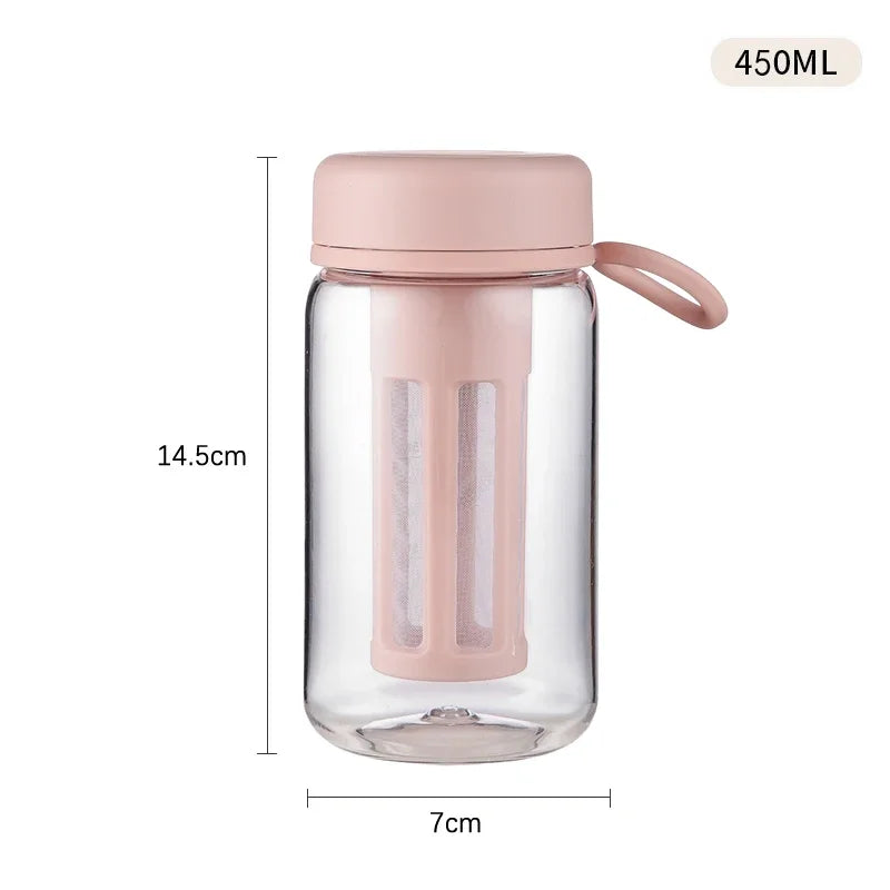 Cold Brew Coffee Pot High-capacity Espresso Filter Bottle Cold Brewing Pot Portable Iced Brew Coffee Maker Juice Coffe Kettle Zpaxo 450ML Pink