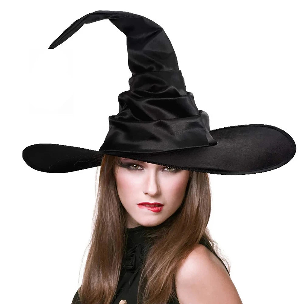 Halloween Witch Hats Black Folds Wizard Hat Masquerade Party Kids