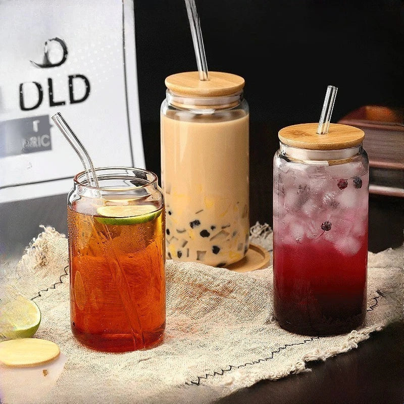 550ml High Temperature Resistant Straw Cup with Lid, Glass High Borosilicate Heat-resistant Glass Cup, Milk Tea Coffee Cola Cup Zpaxo